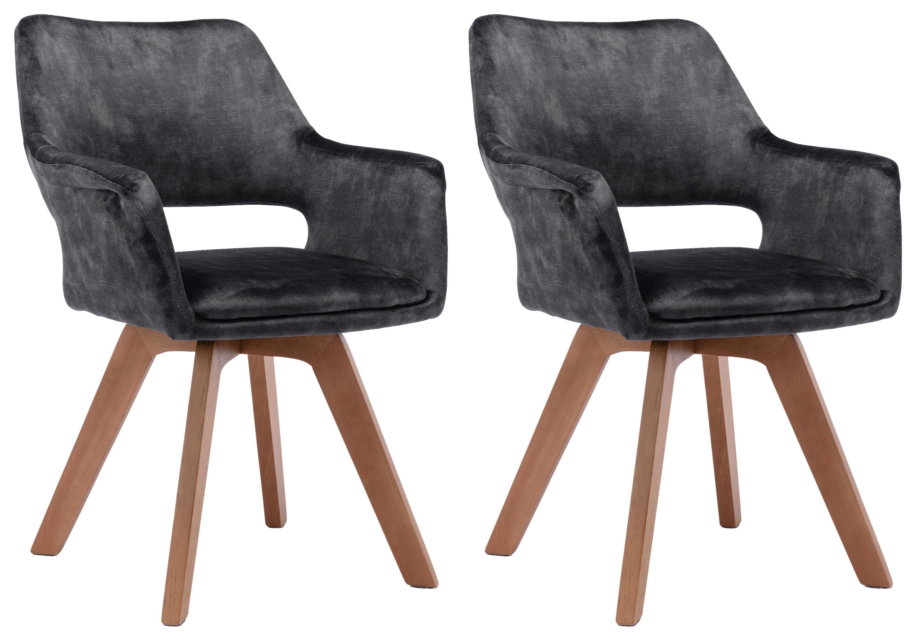 Esszimmerstuhl Klara Anthrazit /eichefarben 2-Er Set - Eichefarben/Anthrazit, Basics, Holz/Textil (52/89/63,5cm) - MID.YOU