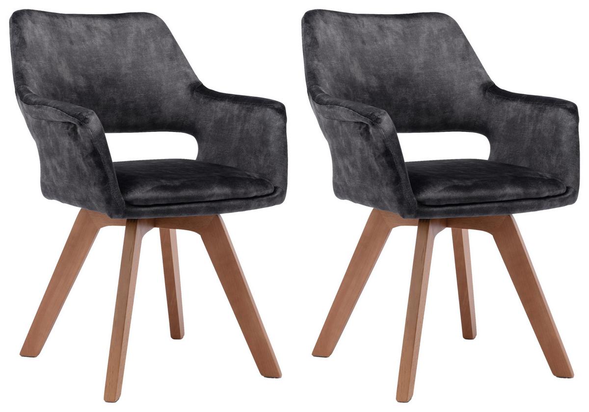 Esszimmerstuhl Klara Anthrazit /eichefarben 2-Er Set - Eichefarben/Anthrazit, Basics, Holz/Textil (52/89/63,5cm) - MID.YOU