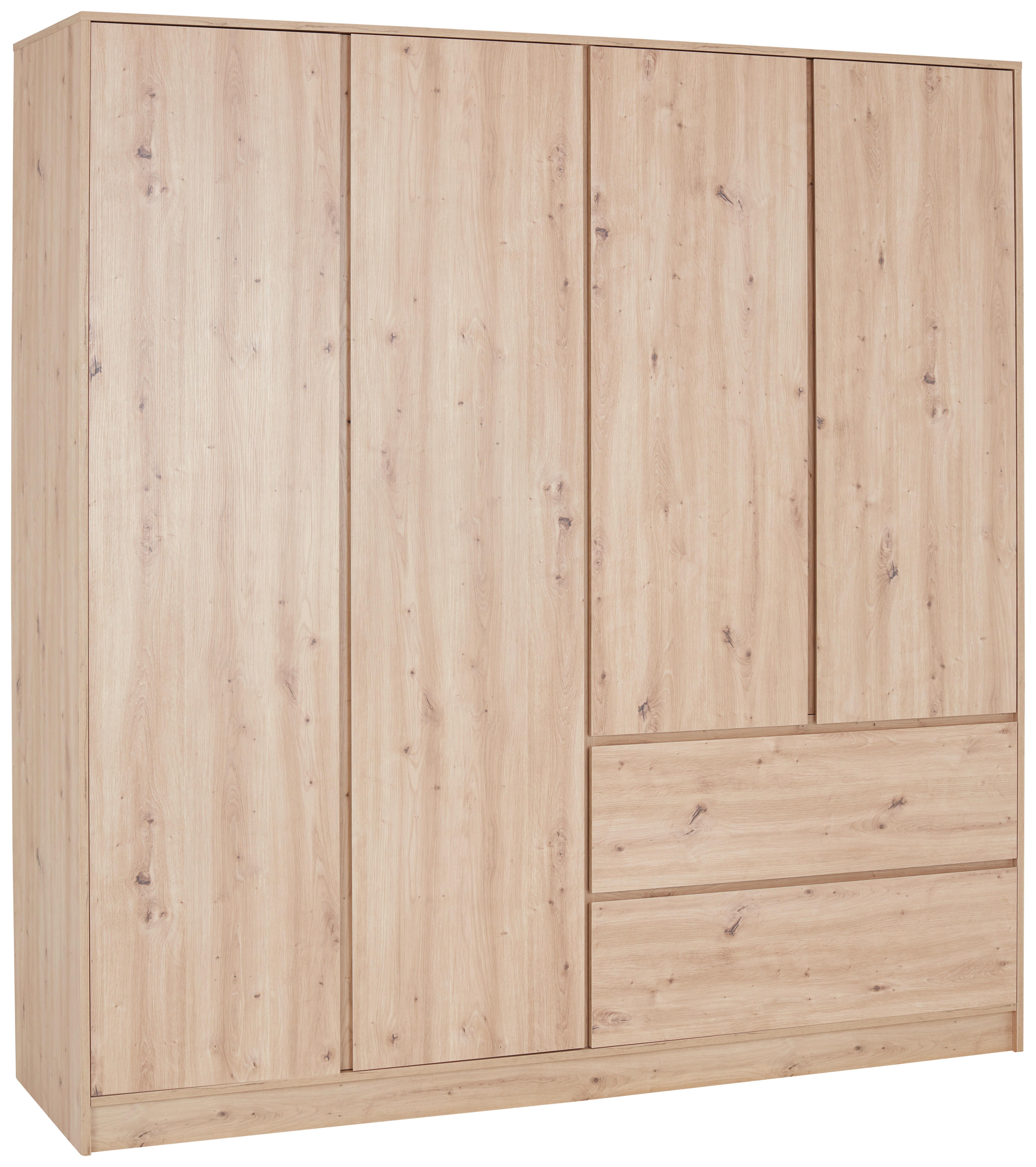 Kleiderschrank Basit - Eiche Artisan, KONVENTIONELL, Holzwerkstoff (195/205,5/56,6cm)