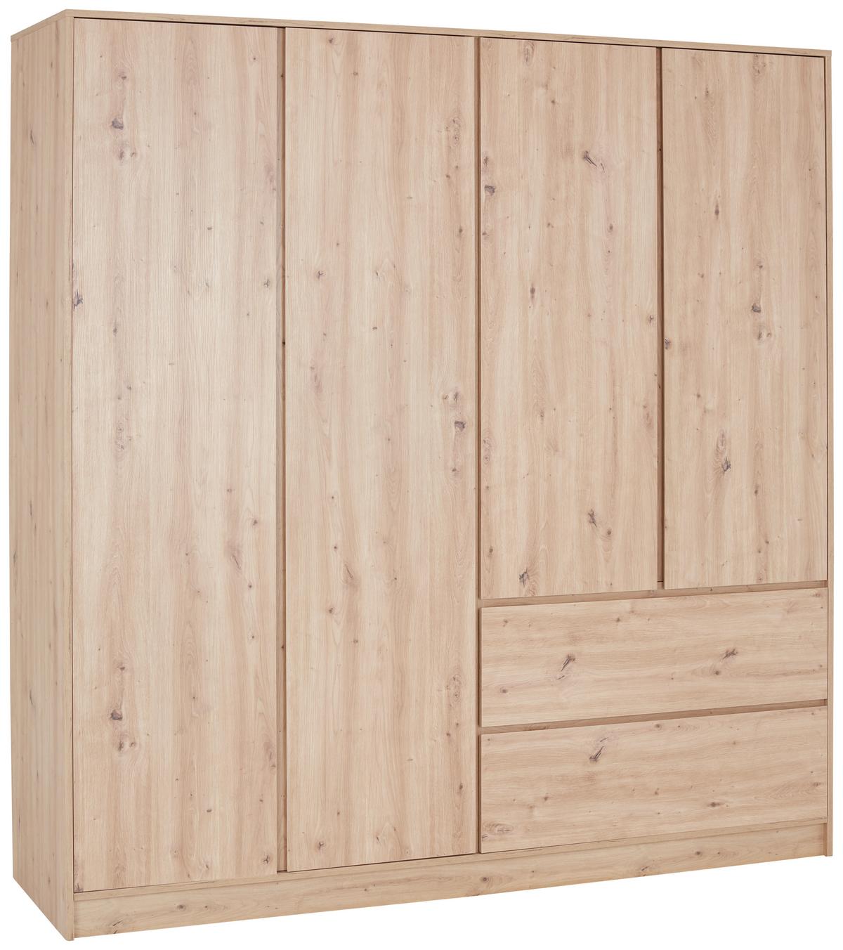 Kleiderschrank Basit - Eiche Artisan, KONVENTIONELL, Holzwerkstoff (195/205,5/56,6cm)