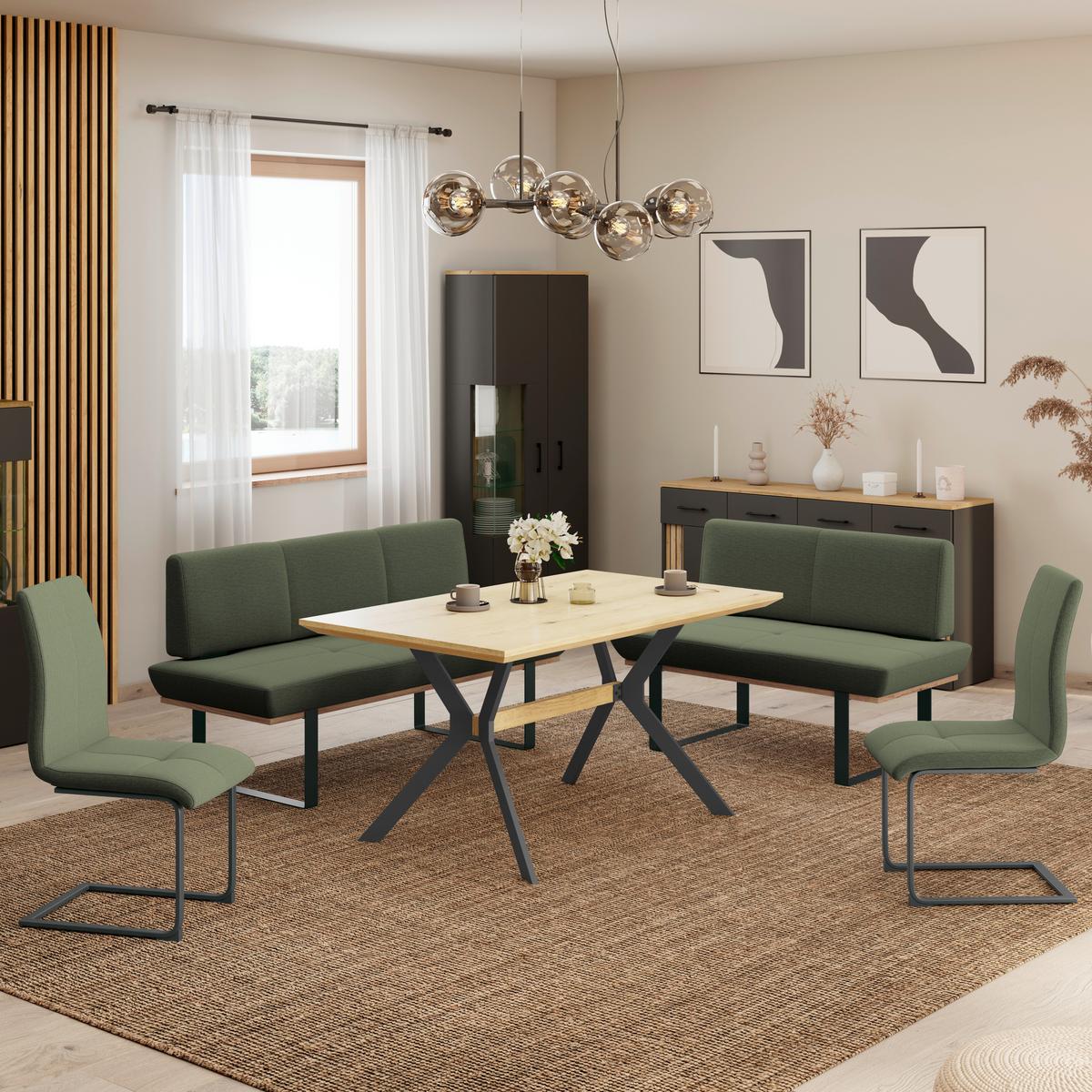 Schwingstuhl Tristan Webstoff grün, B: 41cm - Schwarz/Grün, MODERN, Holz/Textil (41/102/58cm) - James Wood