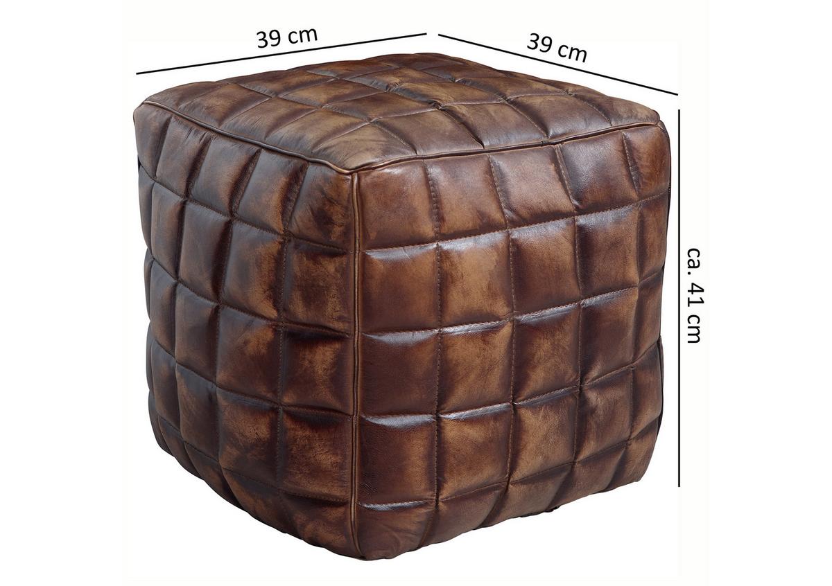 Taburet Stanley pravá kůže - hnědá, Natur, kůže (39/41/39cm) - MID.YOU