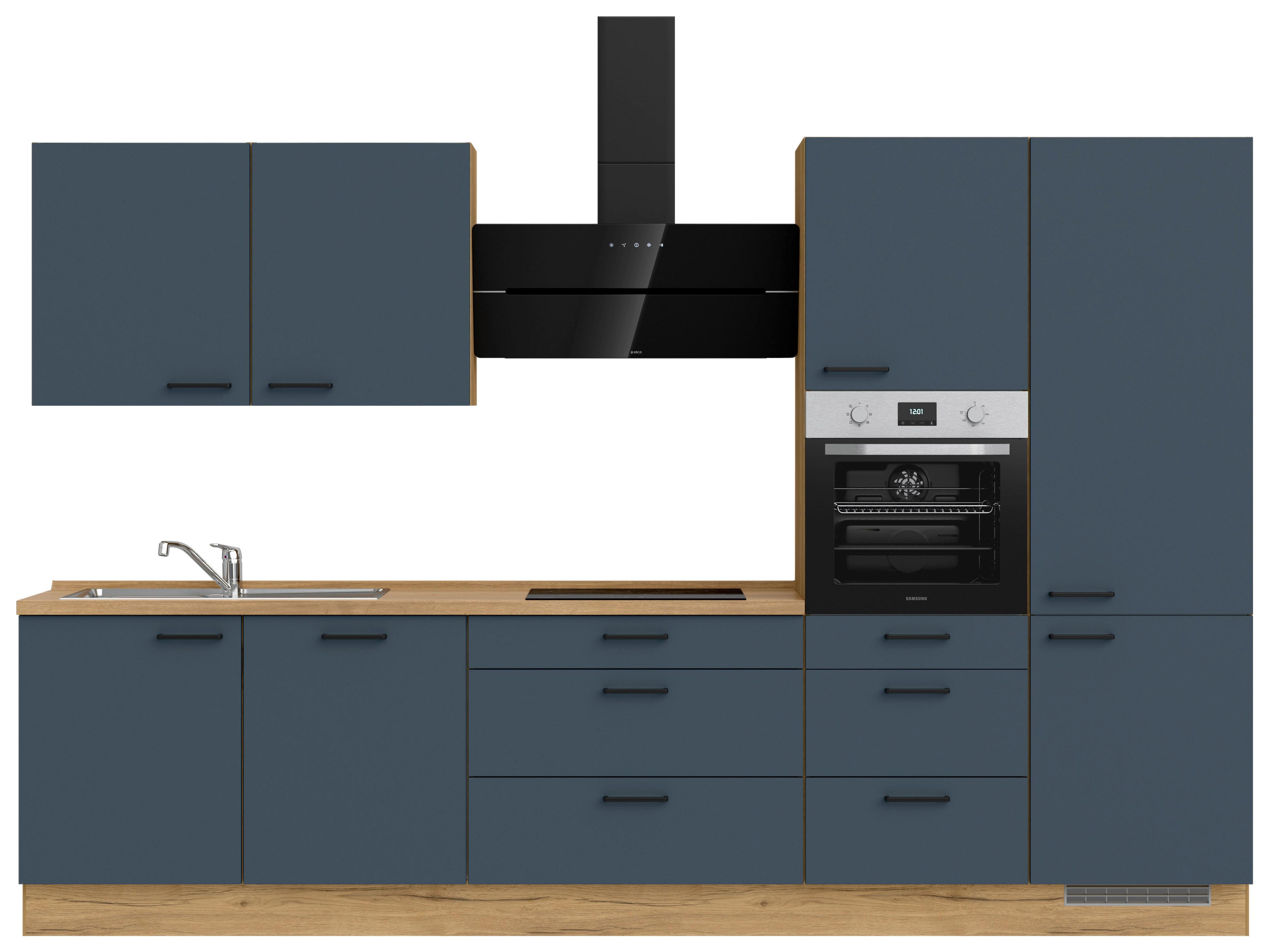 Küchenleerblock Easytouch High-Line, H8 Rechts - Blau/Eichefarben, MODERN, Holzwerkstoff (330cm) - Nobilia