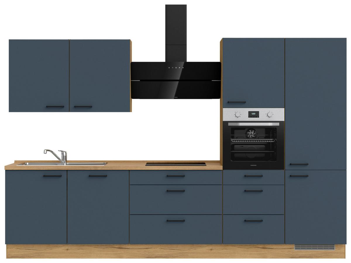 Küchenleerblock Easytouch High-Line, H8 Rechts - Blau/Eichefarben, MODERN, Holzwerkstoff (330cm) - Nobilia