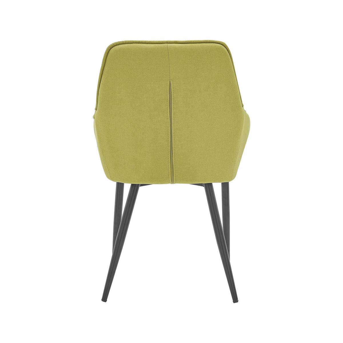 Armlehnstuhl Leinen Grün, B: 55cm - Schwarz/Grün, Design, Textil/Metall (55/86/46cm) - Livetastic