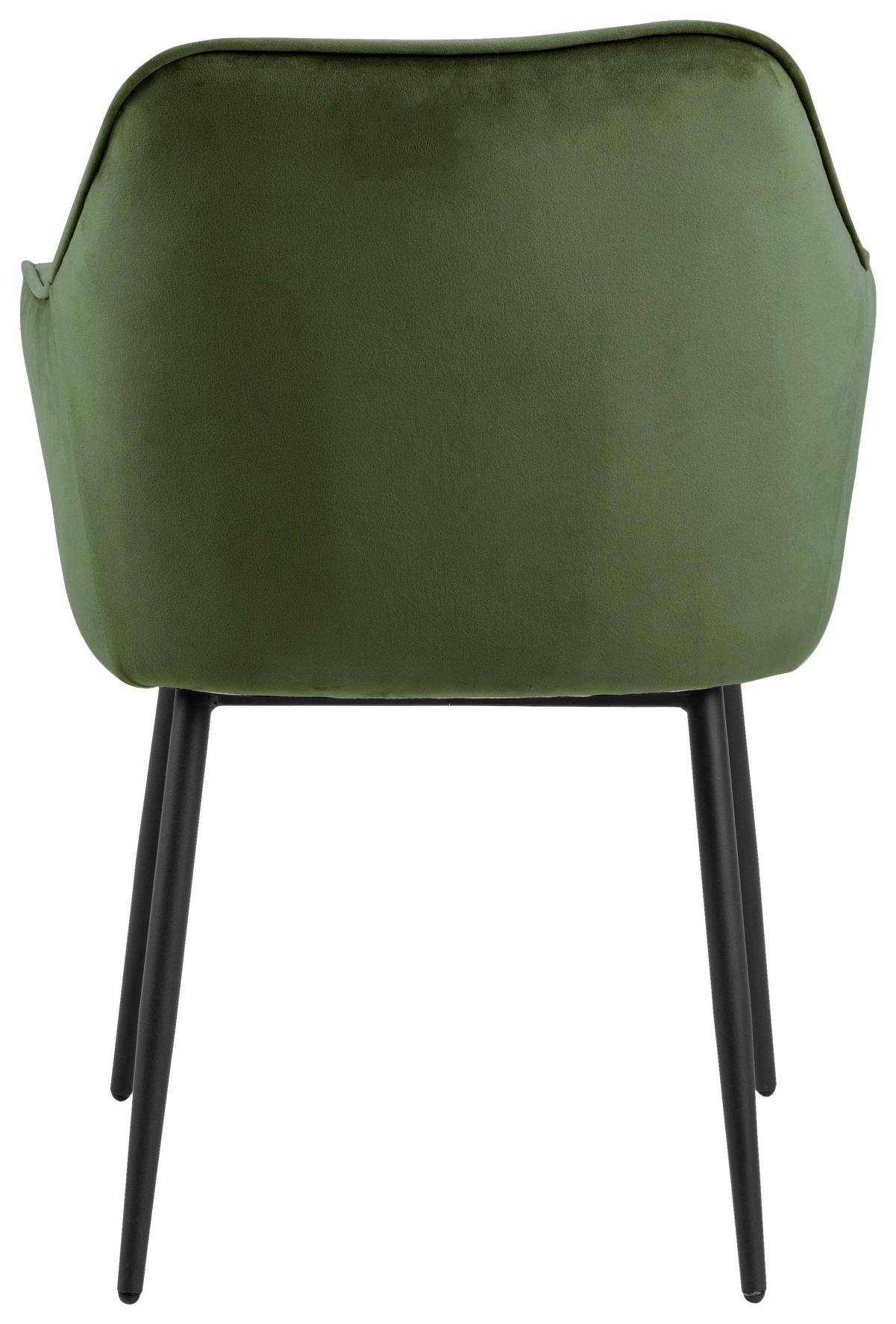 Židle s područkami BROOKE zelená samet - černá/zelená, Trend, kov/textil (58/83/55cm) - Livetastic