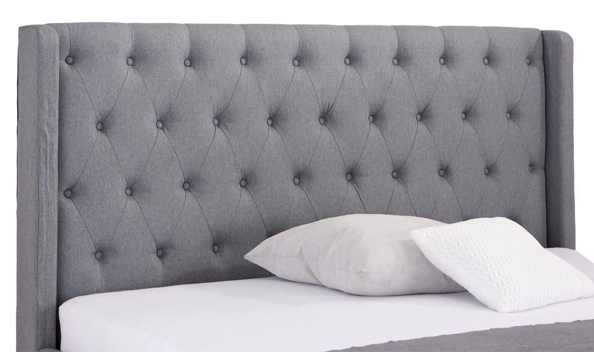 Čalouněná postel s vysokým čelem TANJA, 180x200, šedá - černá/světle šedá, Moderní, kov/dřevo (180/200cm) - Livetastic