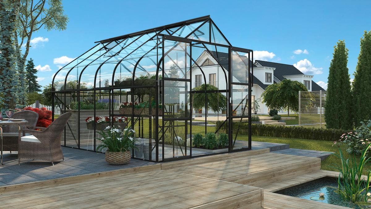 Gewächshausbausatz Diana 9900 Esg3mm, Schwarz Set - Schwarz, Basics, Kunststoff/Metall (263,5/254,5/383cm)