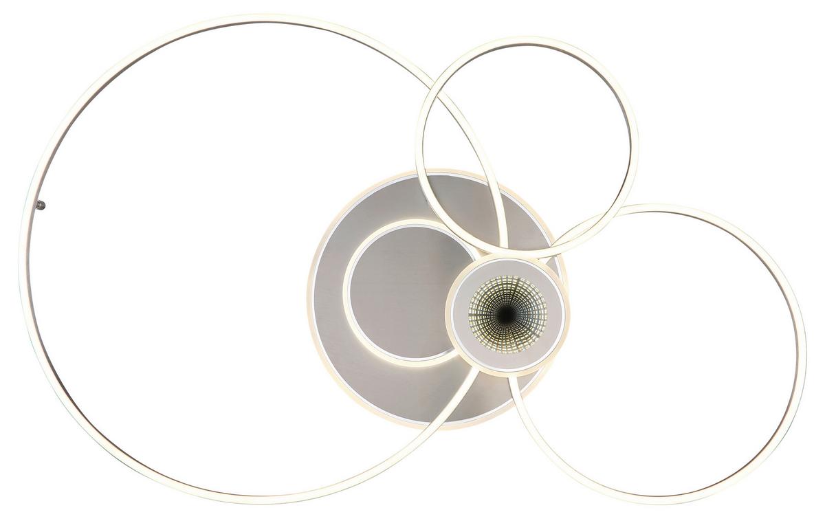 LED-DECKENLEUCHTE Memory-Funktion - Silberfarben/Opal, Design, Kunststoff/Metall (103,5/65/8,5cm) - Globo