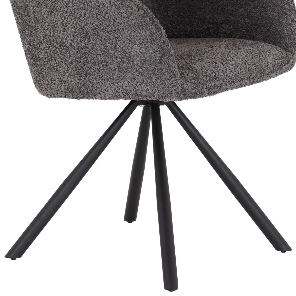 Armlehnstuhl Dream Grau Gepolstert - Schwarz/Grau, MODERN, Holz/Textil (59/88/64cm) - MID.YOU