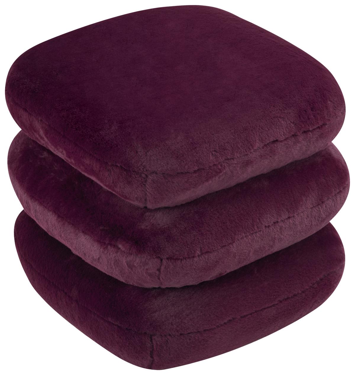 Dizajnová taburetka VICKY, bordová umelá kožušina - bordová, Modern, kov/drevo (54/54/44cm) - Premium Living