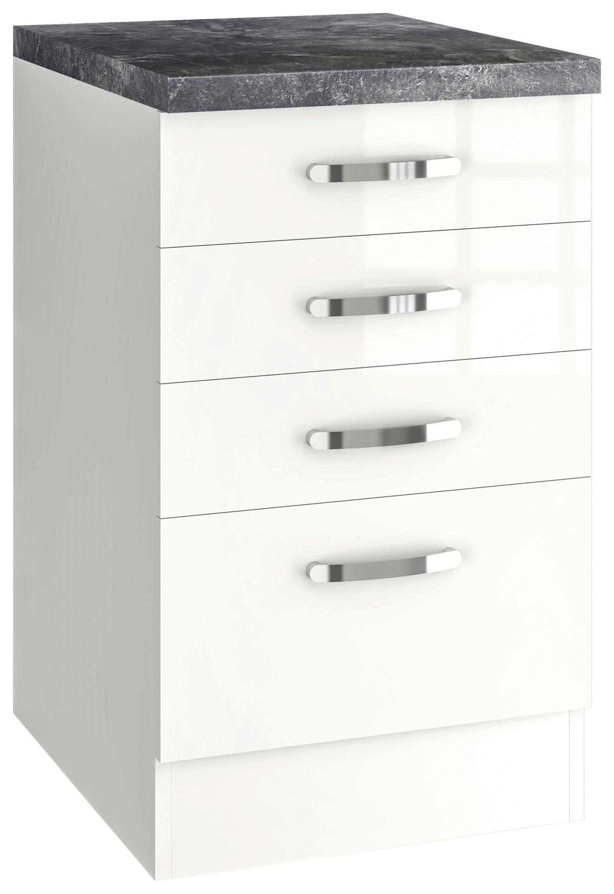 Küchenunterschrank Alba B: 50 cm Weiß/Schiefer mit Laden - Weiß Hochglanz/Weiß, MODERN, Holzwerkstoff (50/86/60cm)