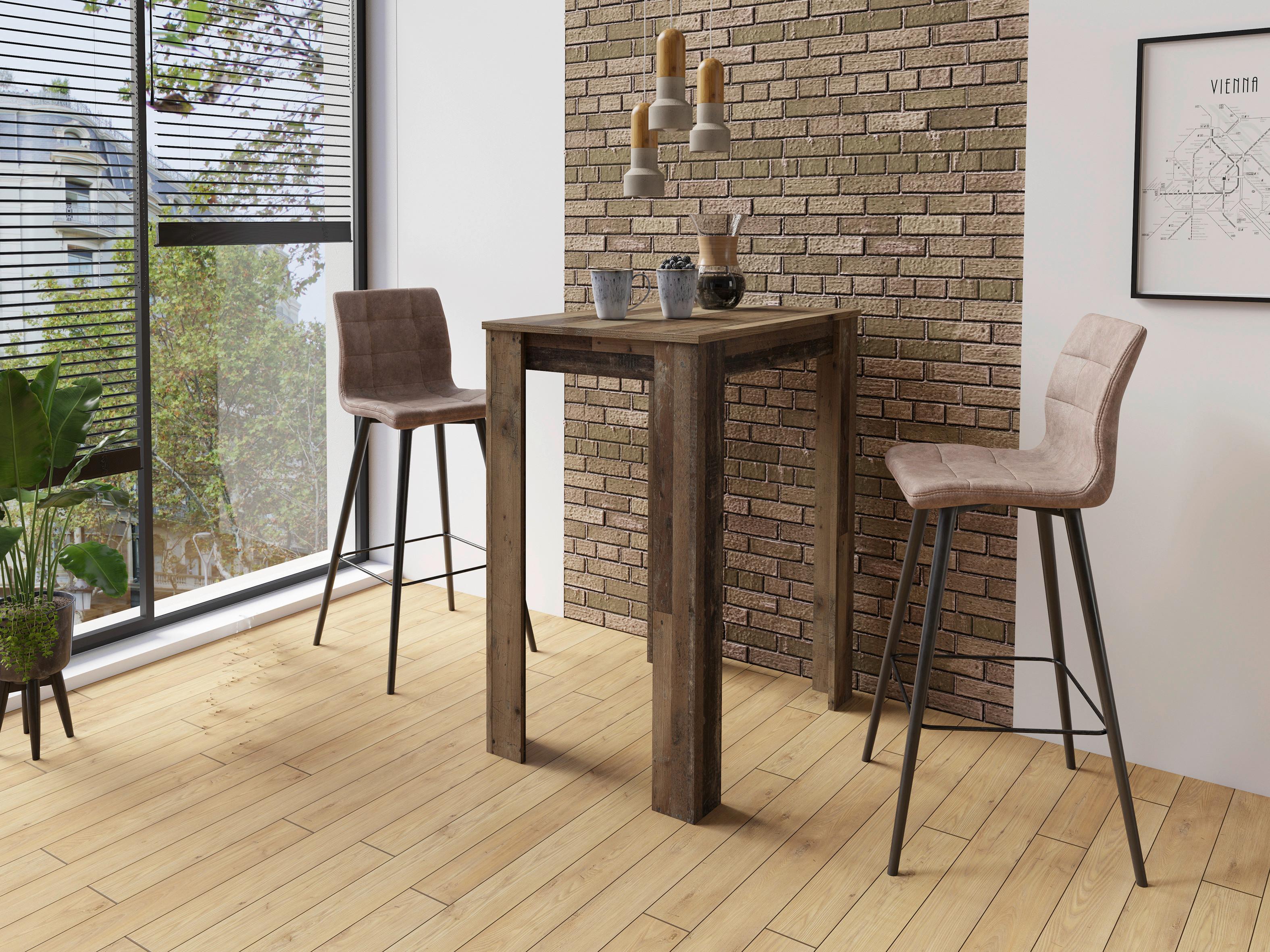 Tischgruppe Tg Nele-Simone - Alteiche/Schwarz, MODERN, Holzwerkstoff/Textil (80/104/60cm) - MID.YOU