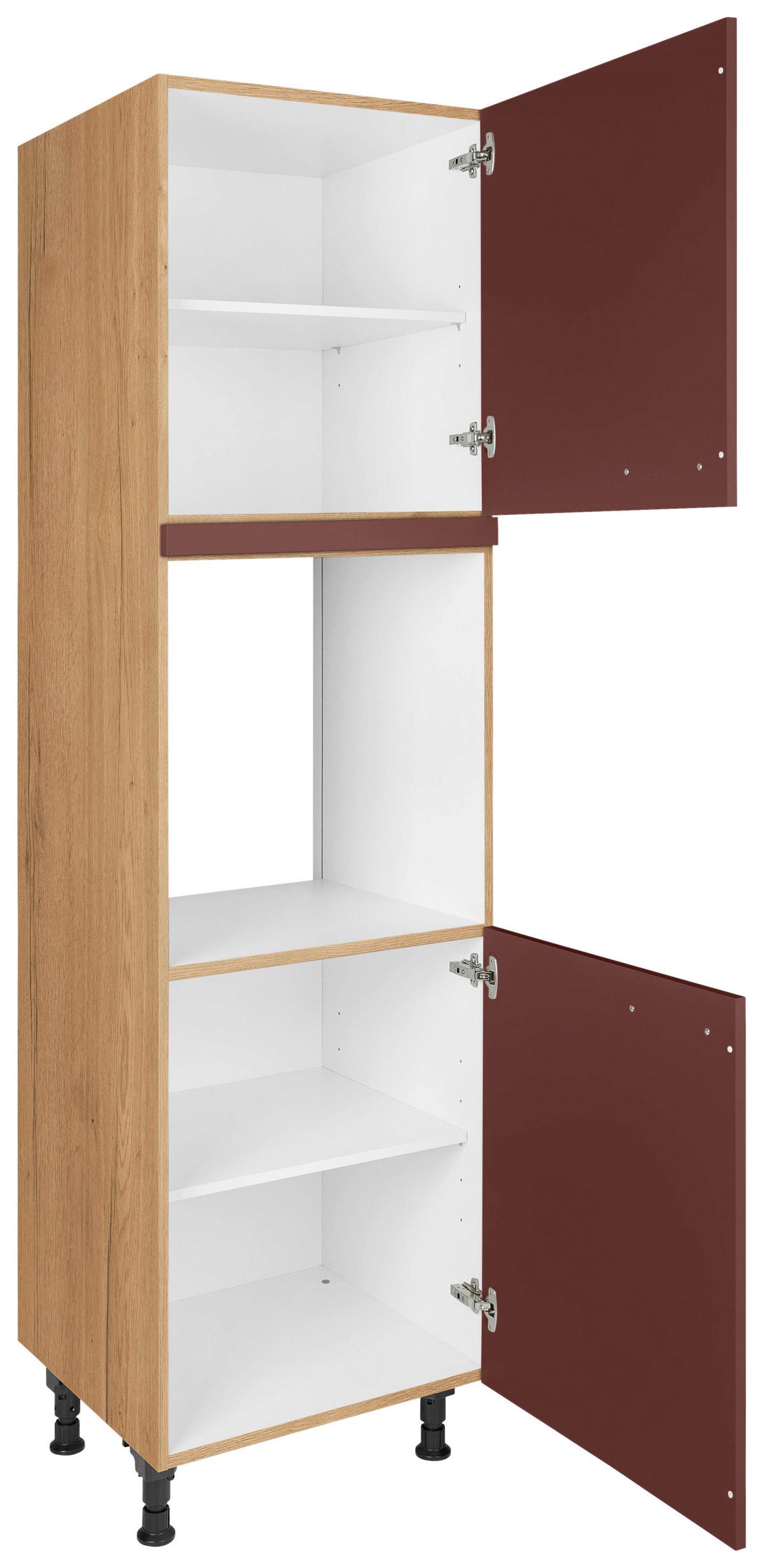 Geräteumbauschrank Easytouch - Eichefarben/Rot, MODERN, Holzwerkstoff (60/216,6/58cm) - Nobilia