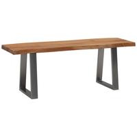 Garderobenbank Garderobenbank - Chromfarben/Hellbraun, Design, Holz (120/40/45,5cm) - MID.YOU