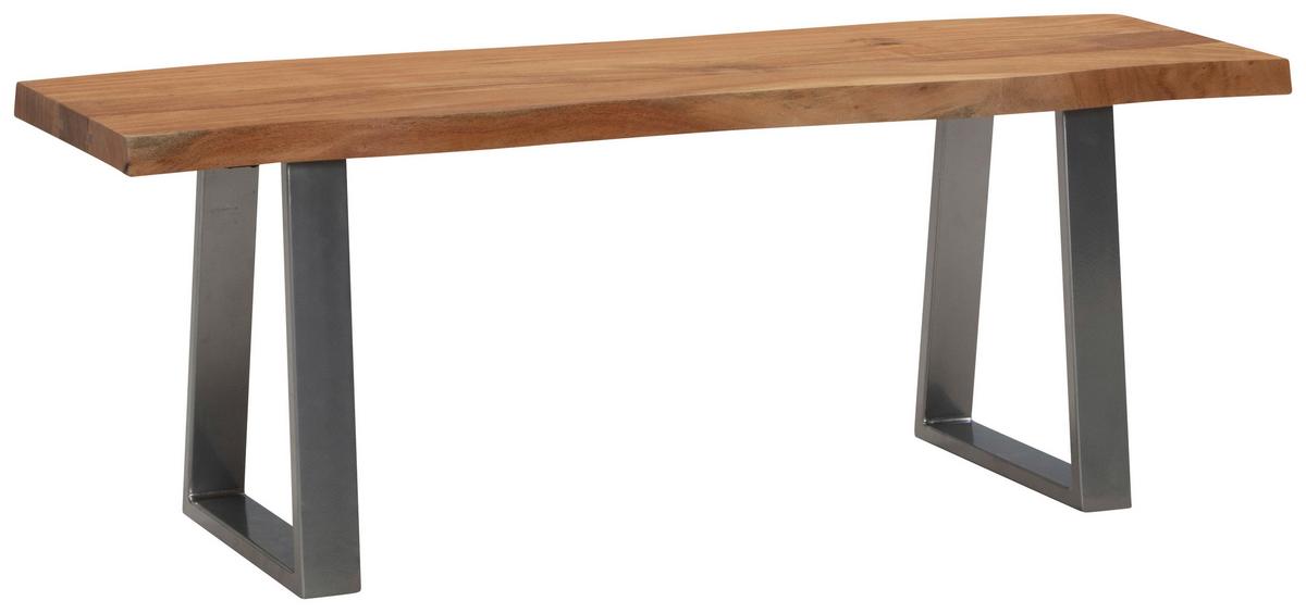 Garderobenbank Garderobenbank - Chromfarben/Hellbraun, Design, Holz (120/40/45,5cm) - MID.YOU