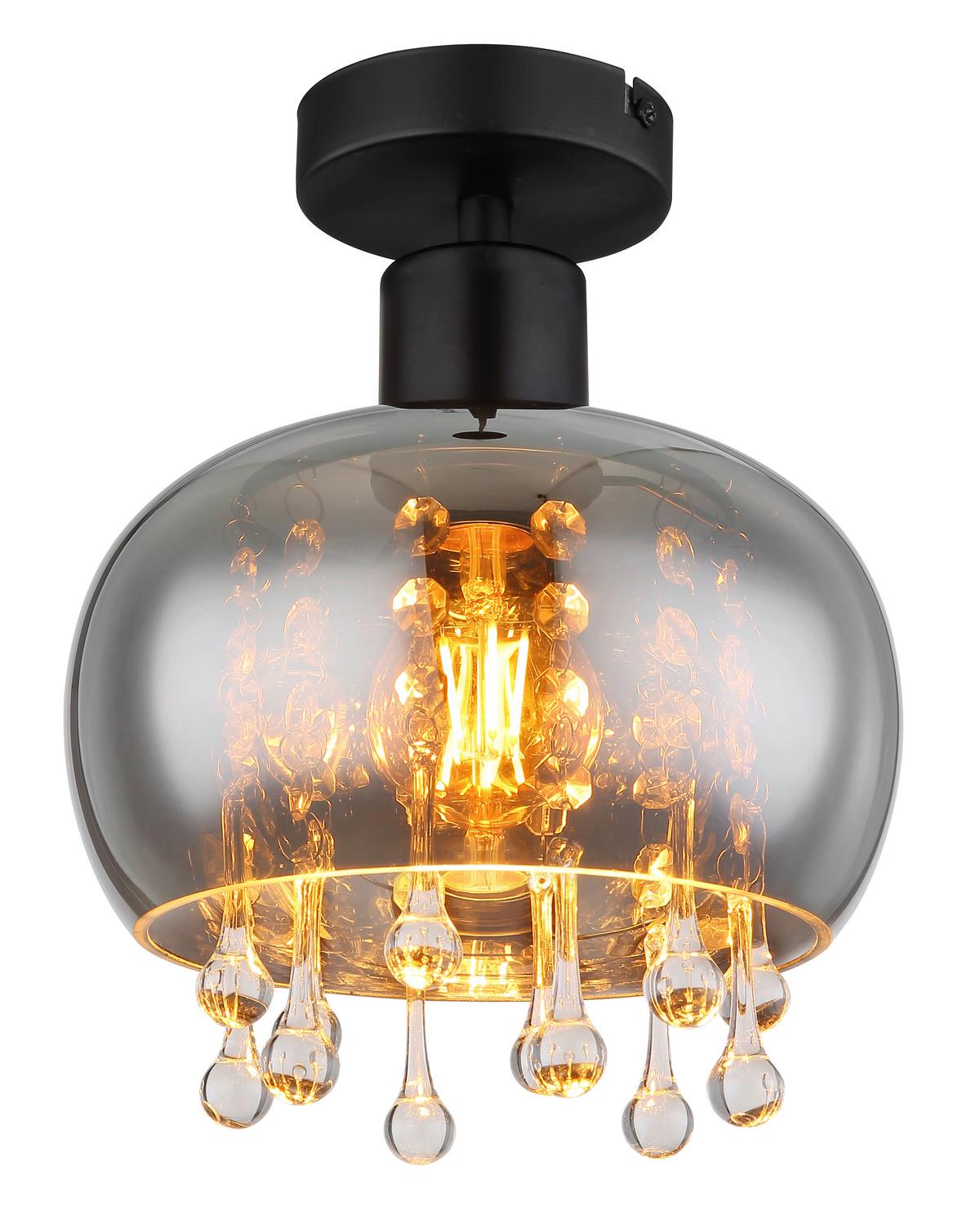 Deckenleuchte 15839d - Klar/Schwarz, Trend, Glas/Metall (21/25cm) - Globo