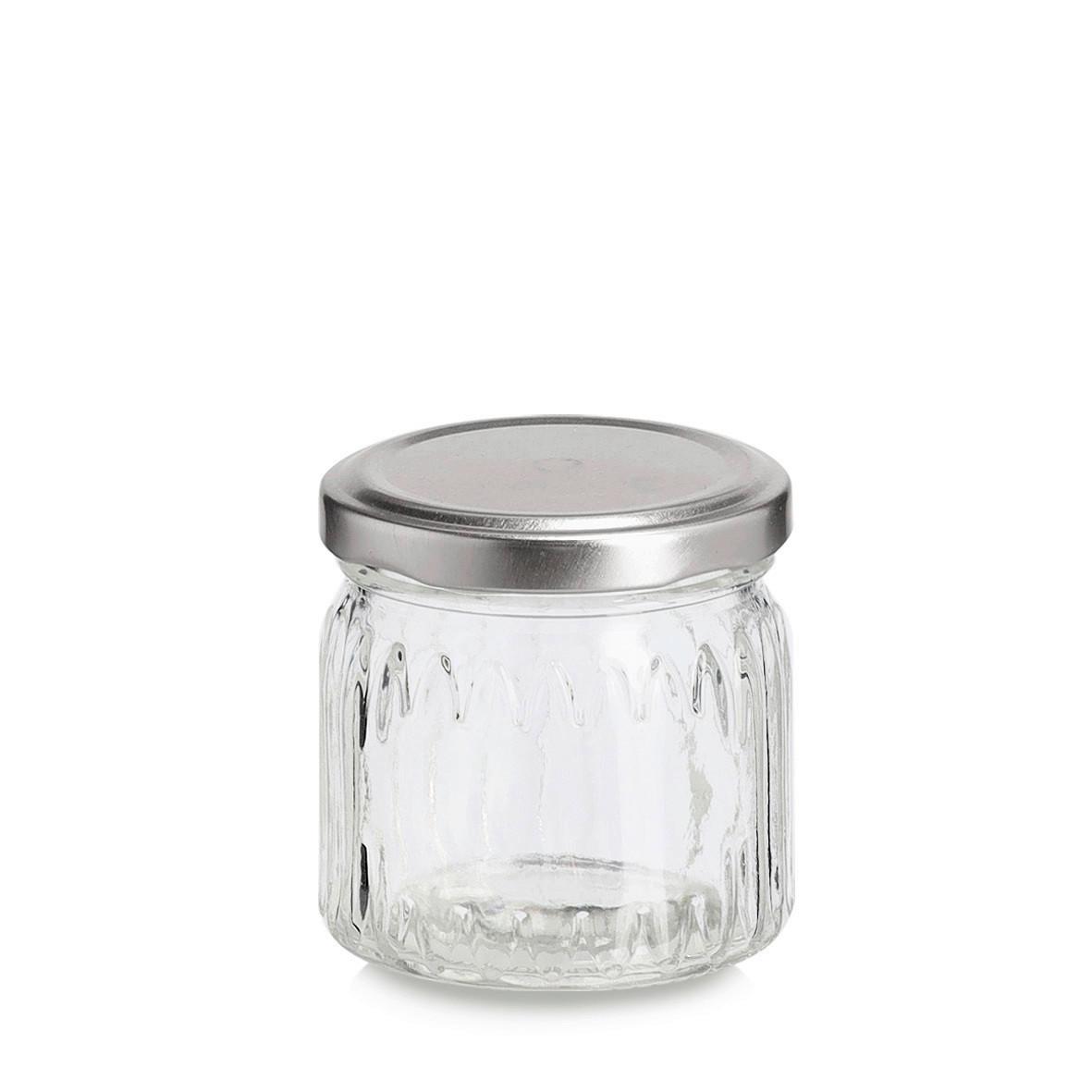 VORRATSGLAS Glas, BxHxT: ca. 6,7x6,7x6,7cm - Transparent/Silberfarben, Design, Glas (6,7/6,7/6,7cm)