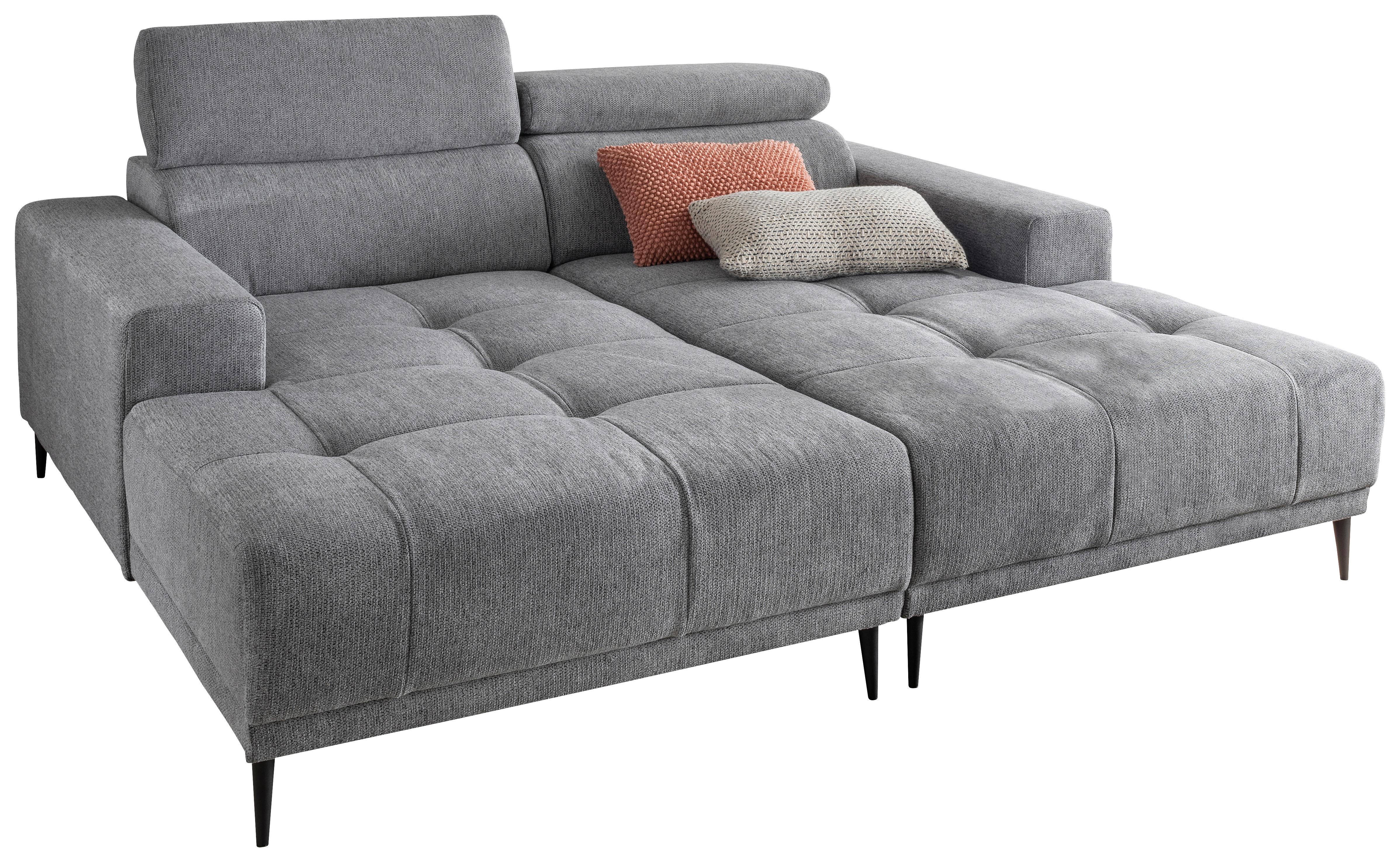 Ecksofa Intera Silberfarben, S: 200x188 Cm - Silberfarben/Schwarz, KONVENTIONELL, Textil (200/188cm) - Livetastic