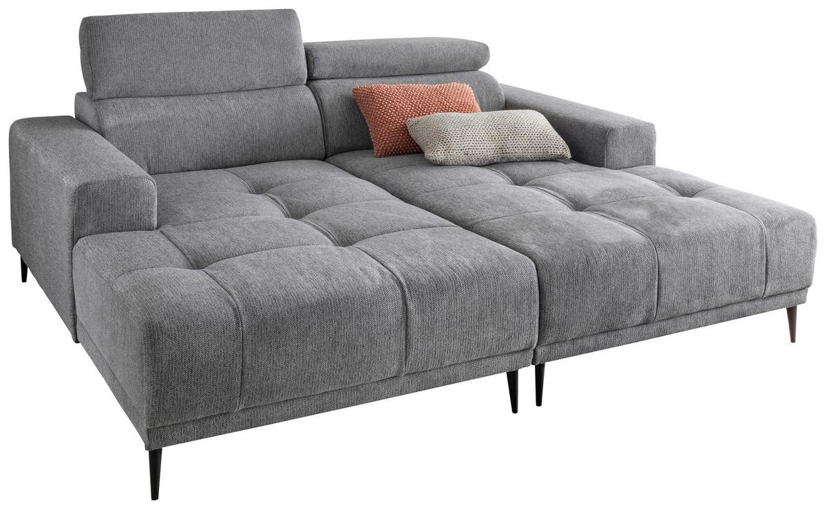 Ecksofa Intera Silberfarben, S: 200x188 Cm - Silberfarben/Schwarz, KONVENTIONELL, Textil (200/188cm) - Livetastic