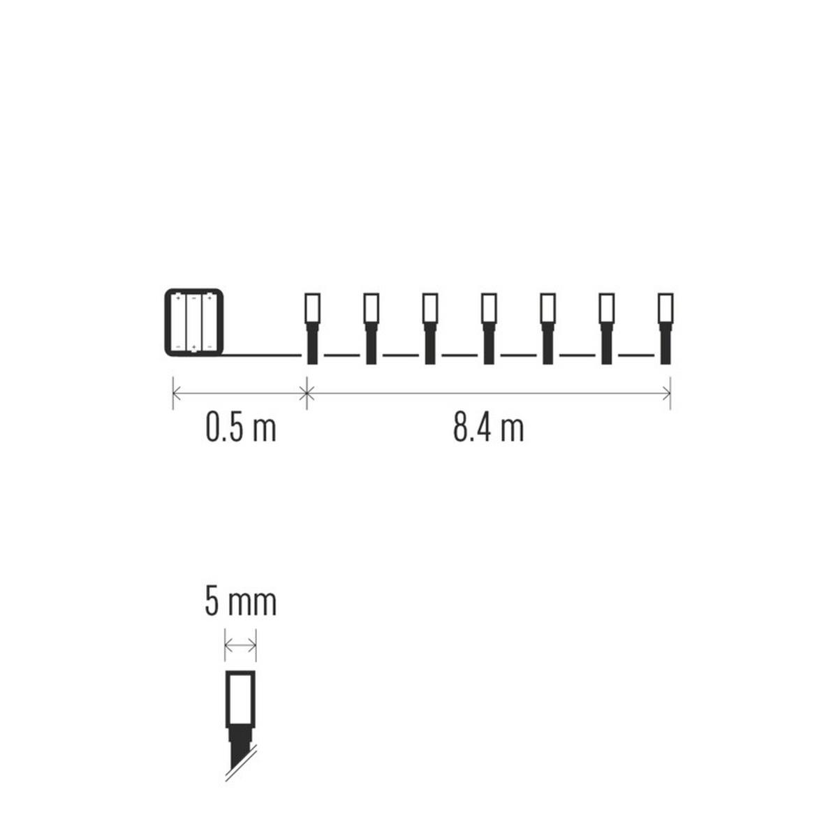 SVETELNÁ REŤAZ studená biela - čierna, Basics, plast (840cm)