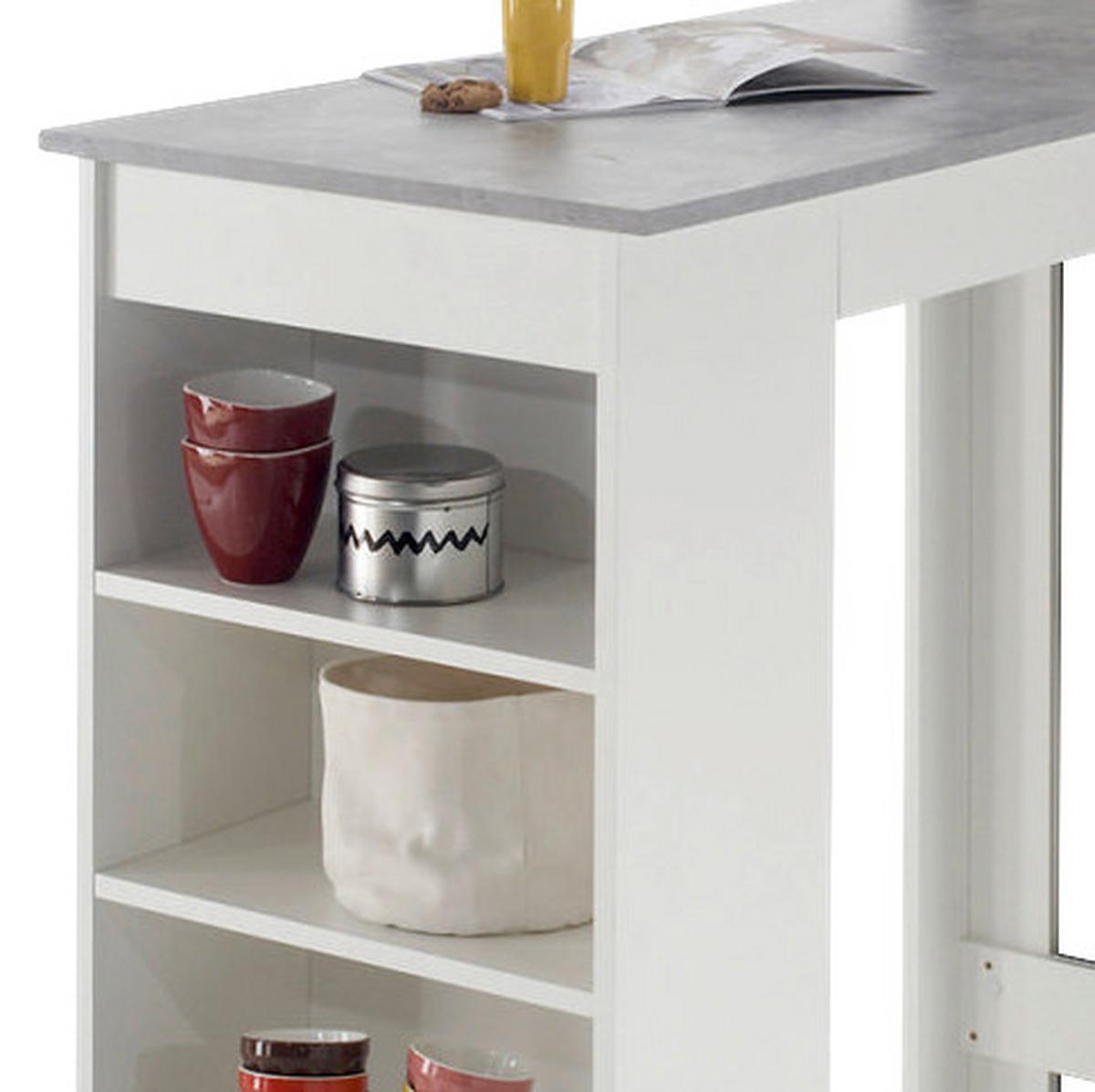 Bartisch Mojito 115x50x103 cm Grau/Weiß mit Regal - Weiß/Grau, Design, Holzwerkstoff (115/50/103cm) - MID.YOU