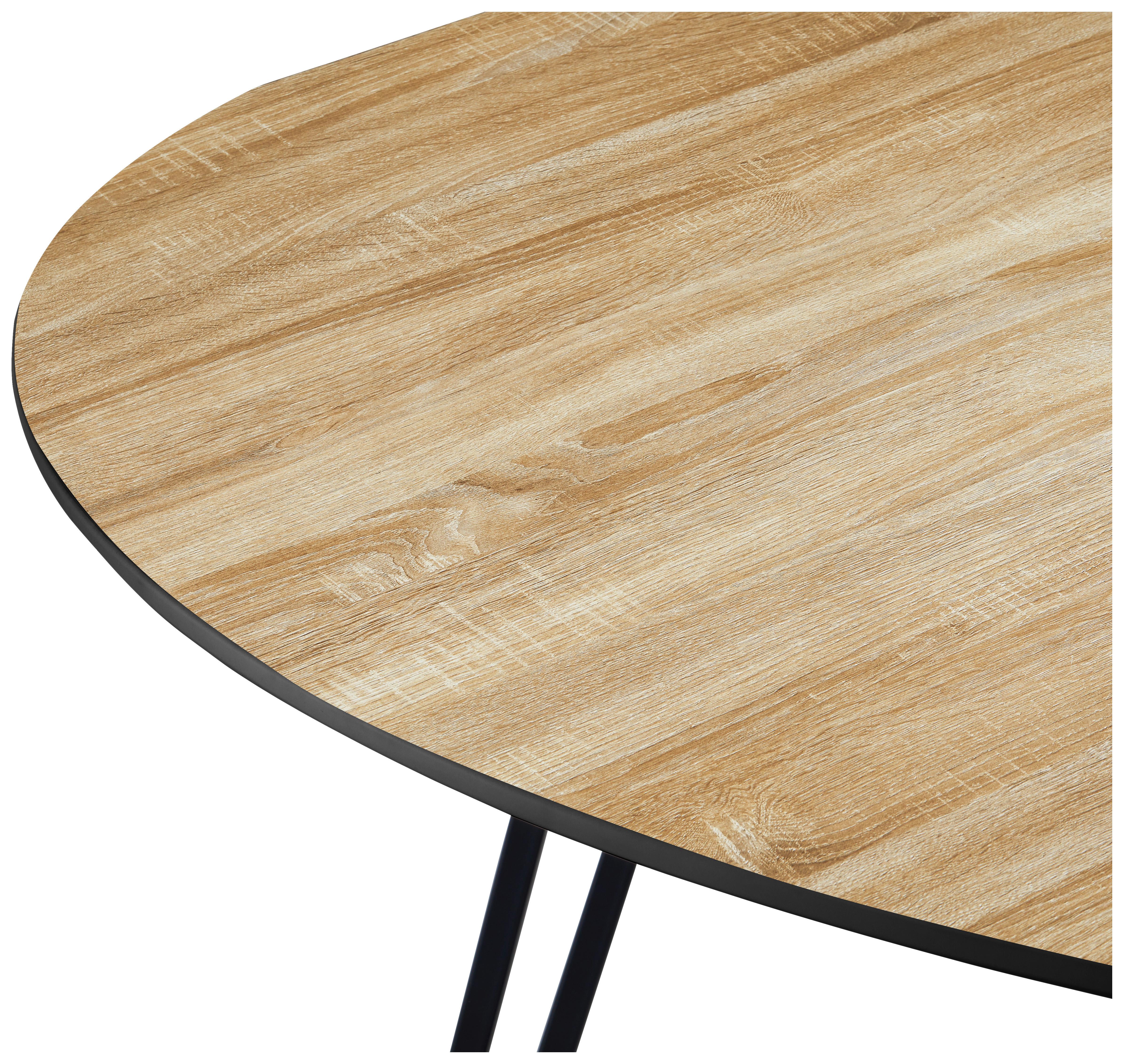 Esstisch Edwin - Eichefarben/Schwarz, LIFESTYLE, Holzwerkstoff/Metall (120/75/120cm) - Livetastic