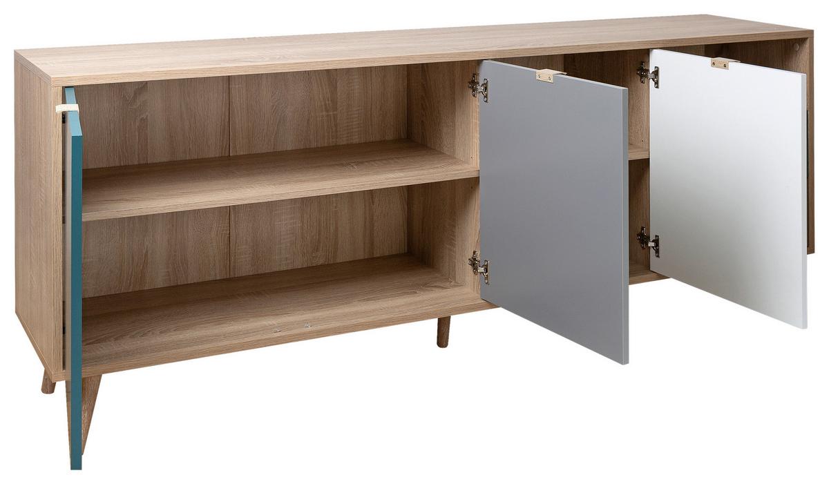 Sideboard Dekor 180 Cm Cube 56-Trend, Eiche/farbig - Eichefarben/Petrol, Trend, Holzwerkstoff (180/71/40cm) - MID.YOU
