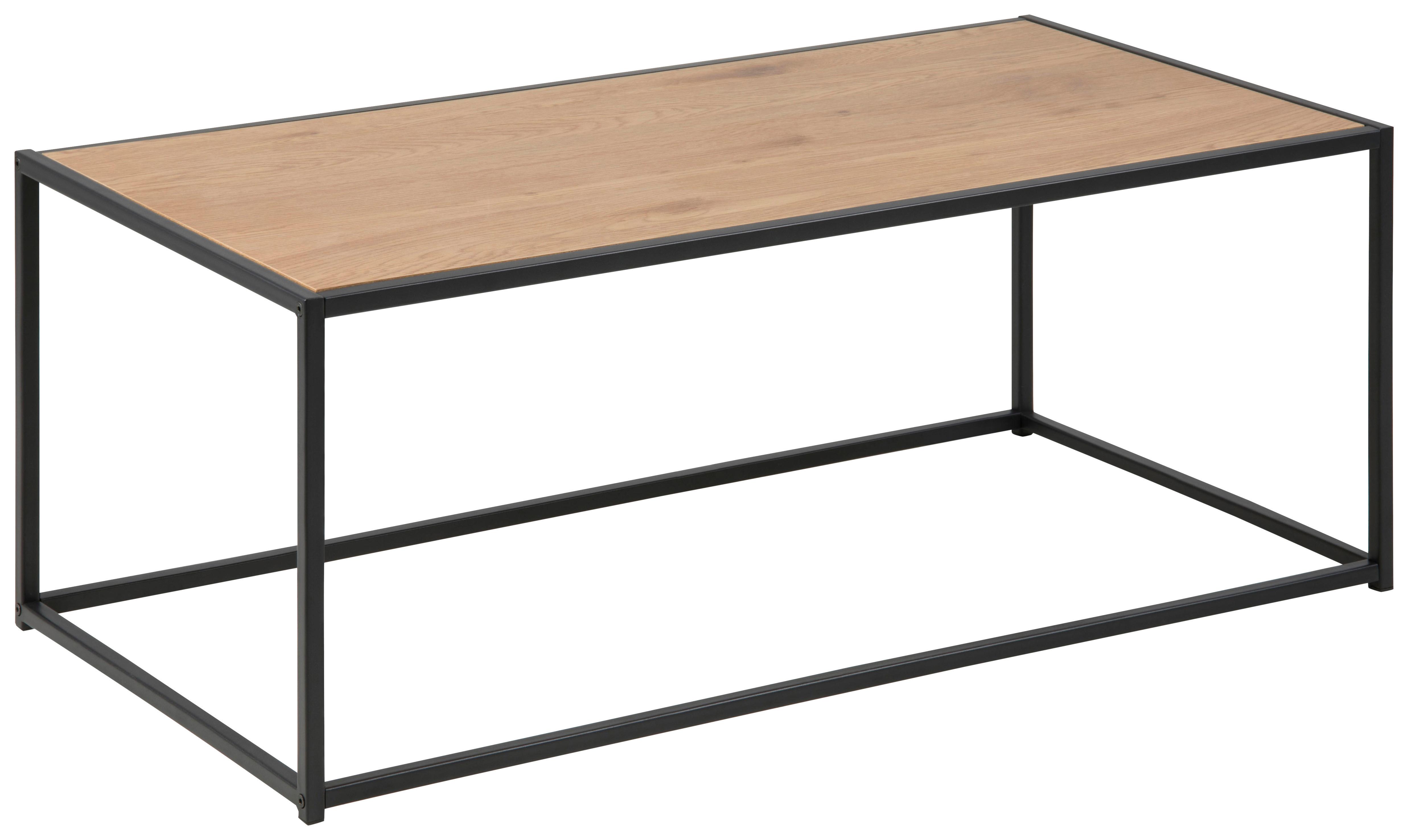 Couchtisch Seaford, Wildeiche/schwarz - Eichefarben/Schwarz, Trend, Holzwerkstoff/Metall (100/50/40cm) - MID.YOU