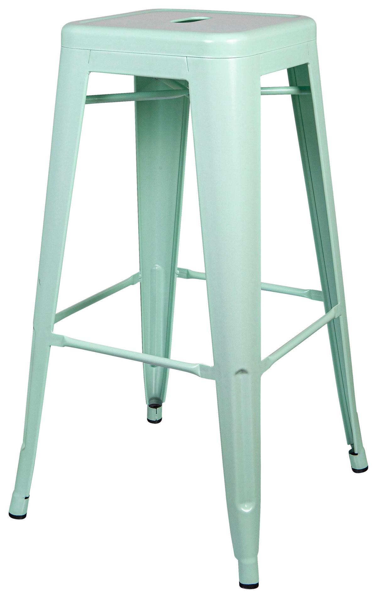 Barhocker Vantaggio High Brush Stapelbar Pastellgrün Bis150kg - Pastellgrün/Schwarz, Basics, Metall (44/77/44cm) - MID.YOU