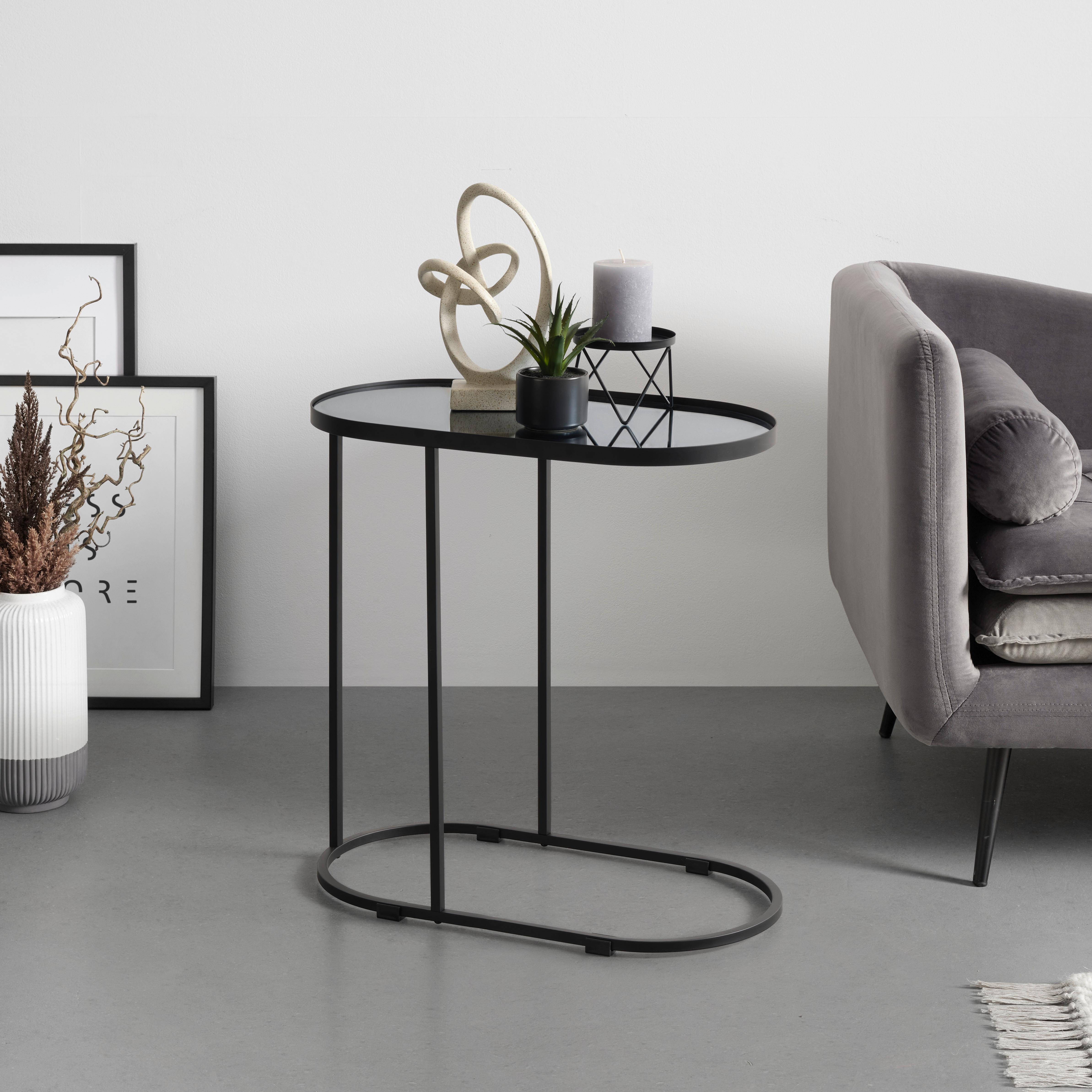 Odkládací stolek NOBILE černá - černá, Moderní, kov/sklo (55/55/29cm) - Premium Living