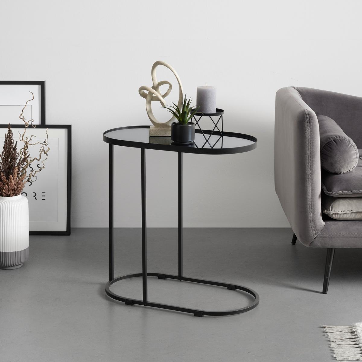 Odkládací stolek NOBILE černá - černá, Moderní, kov/sklo (55/29/55cm) - Premium Living