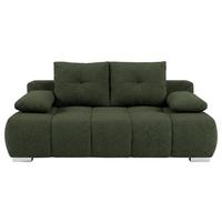 Boxspringsofa mit Bettkasten Webstoff wintermoos, B: 206 - Waldgrün/Chromfarben, Trend, Holzwerkstoff/Textil (206/90/105cm) - Luca Bessoni