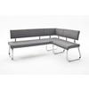 Eckbank Arco Leder Grau B: 200 Cm - Edelstahlfarben/Grau, Trend, Leder/Metall (200/150cm)