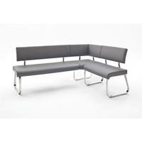Eckbank Arco Leder Grau B: 200 Cm - Edelstahlfarben/Grau, Trend, Leder/Metall (200/150cm)