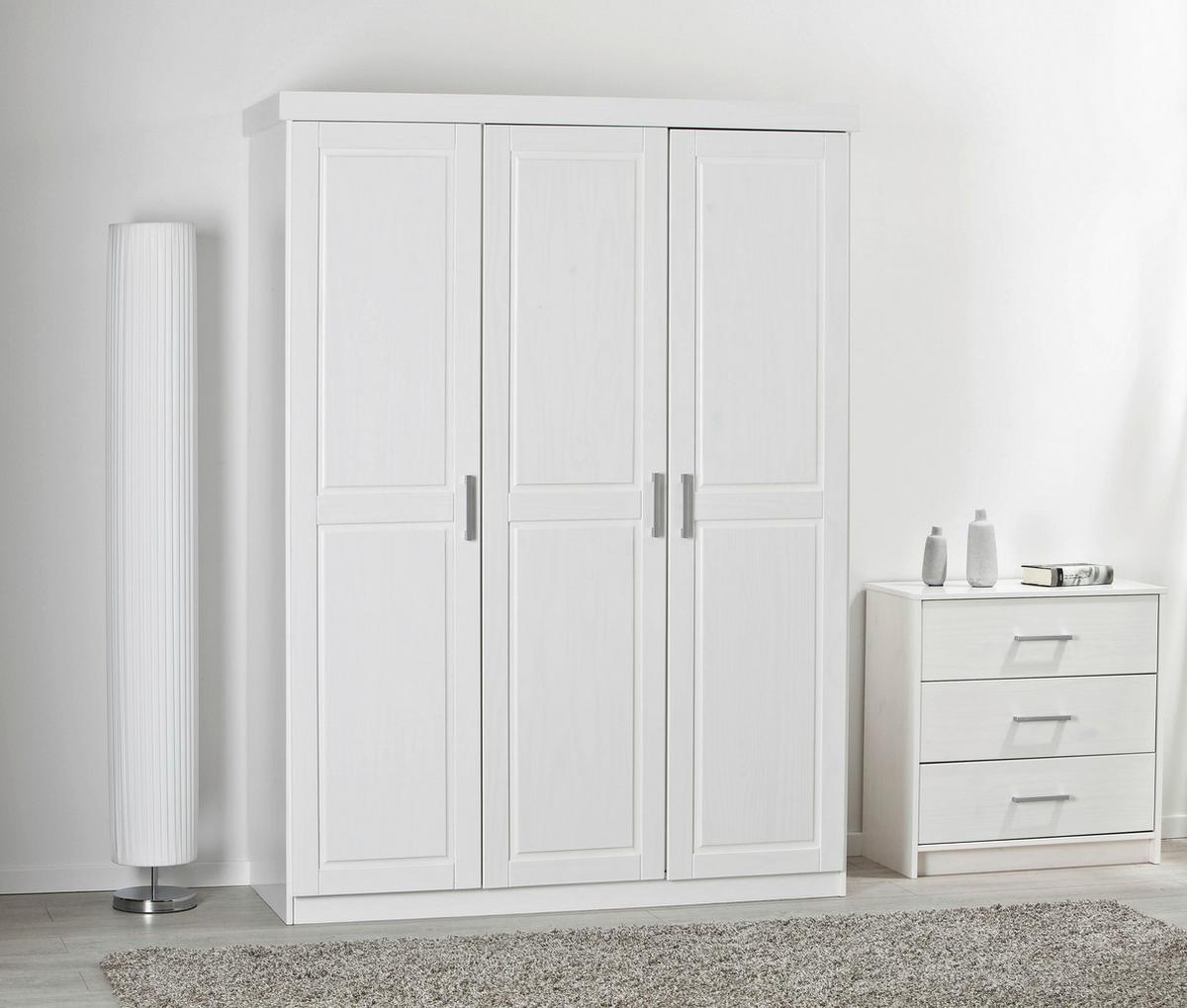 Weißer Kleiderschrank mit Kassettenoptik