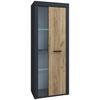 Vitrine Usilo Anthrazit/Eiche Dekor B: 60 cm - Honigeiche/Anthrazit, Design, Glas/Holzwerkstoff (60/159/35cm) - MID.YOU