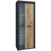 Vitrine Usilo Anthrazit/Eiche Dekor B: 60 cm - Honigeiche/Anthrazit, Design, Glas/Holzwerkstoff (60/159/35cm) - MID.YOU