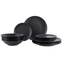Jedálenský servis Black, 12-dielny - čierna, Modern, keramika - Premium Living