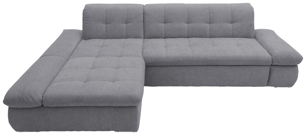 Ecksofa mit Schlaffunktion Moric Dunkelgrau Mikrofaser - Chromfarben/Dunkelgrau, KONVENTIONELL, Textil (172/300cm) - MID.YOU