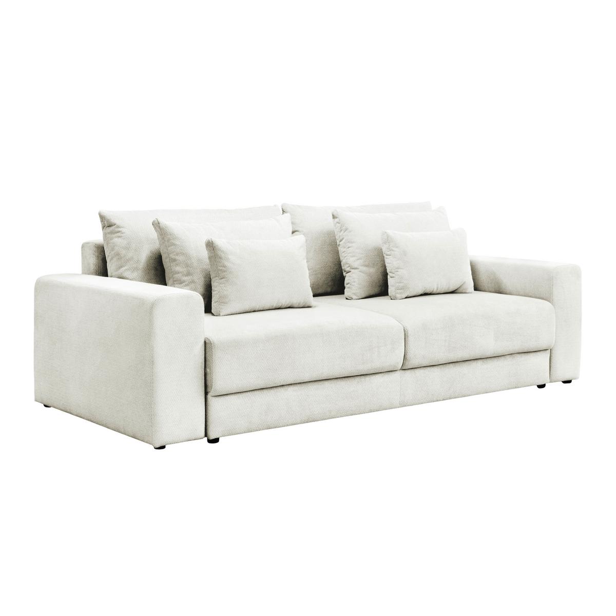 Megasofa Mega Chenille creme, B: 255cm - Creme/Schwarz, Trend, Textil (255/94/126cm) - Luca Bessoni