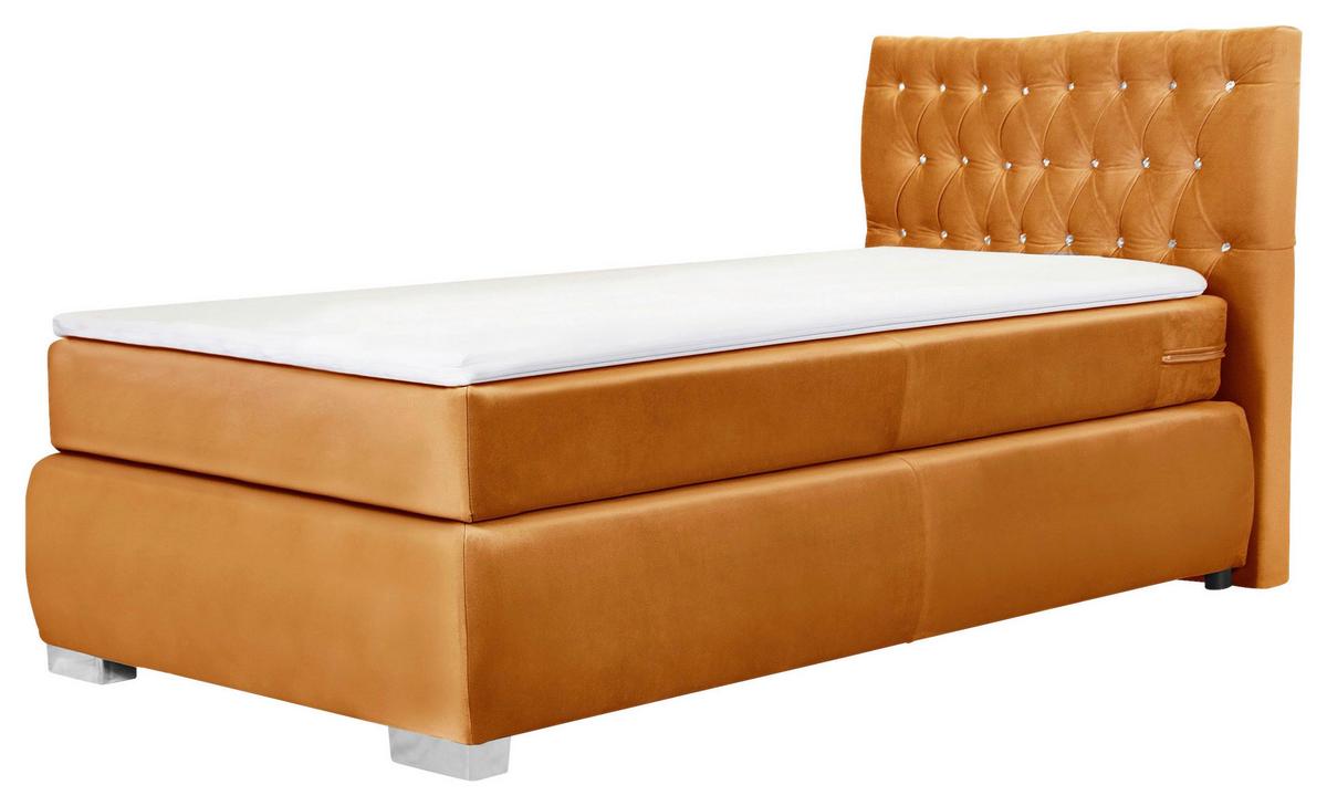 Boxspringbett Rumba inkl. Matratze 90x200 - Platinfarben/Gelb, Basics, Textil (90/200cm) - Livetastic