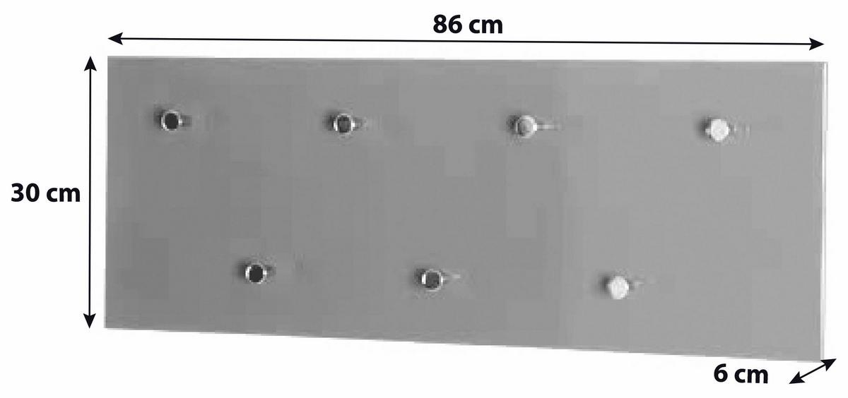 Garderobenpaneel Mike Grau 7 Haken B 86 cm - Chromfarben/Grau, Basics, Holzwerkstoff/Metall (86/30/6cm)