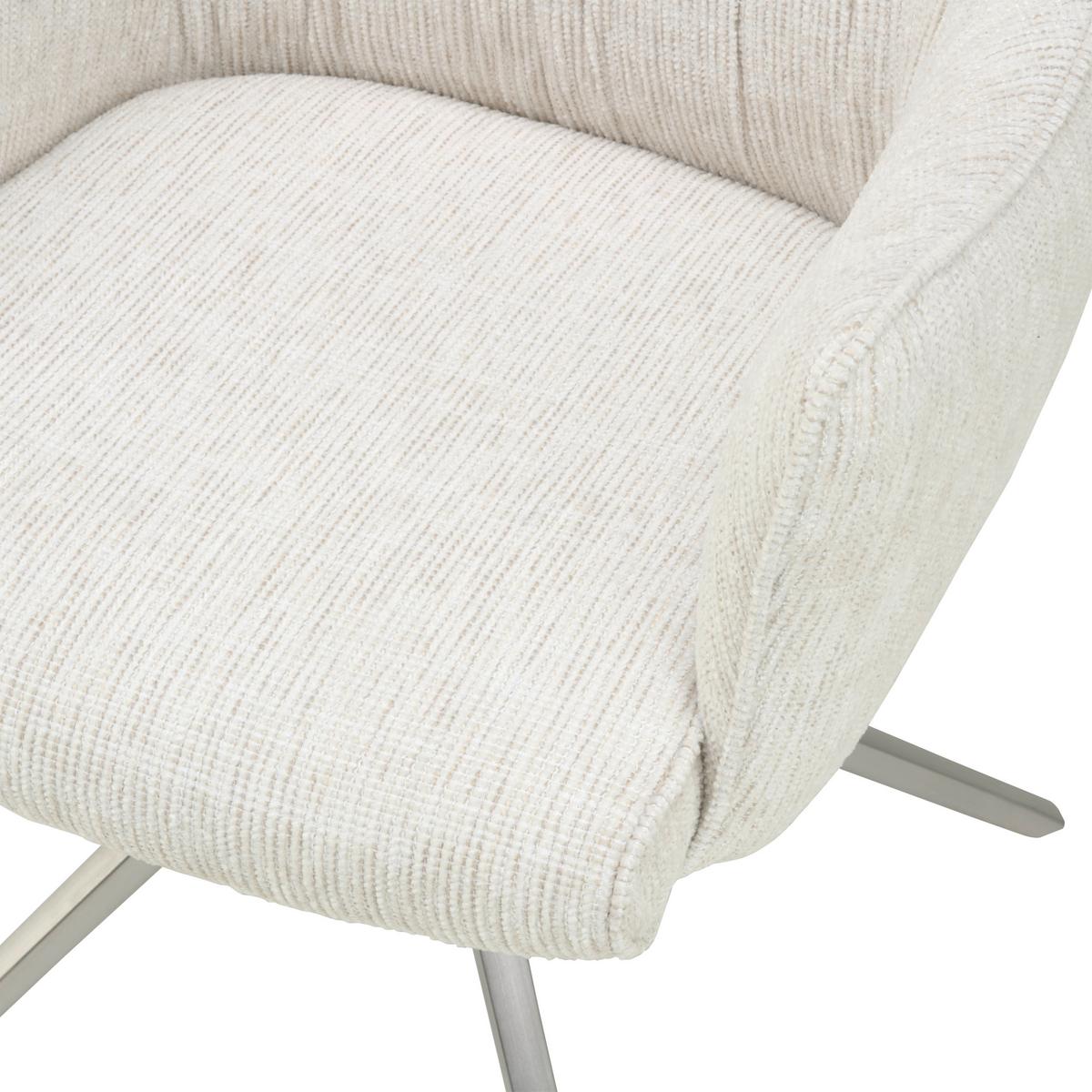Armlehnstuhl Bathia Beige, Sitzfl. 360° drehbar - Edelstahlfarben/Beige, KONVENTIONELL, Textil/Metall (61/89/63cm) - Livetastic