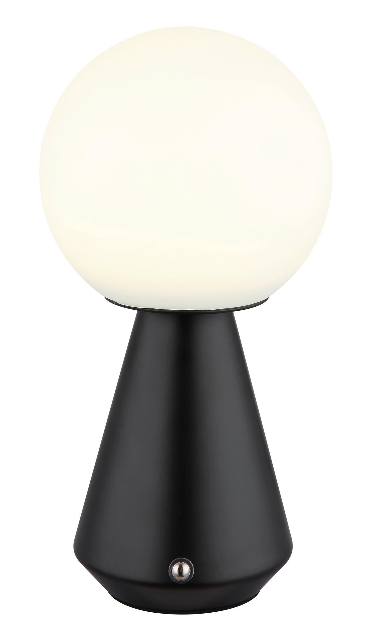 Akku-Tischleuchte Sora Weiß Schwarz D: 12 cm - Schwarz/Weiß, Design, Kunststoff/Metall (12/23,5cm) - Globo