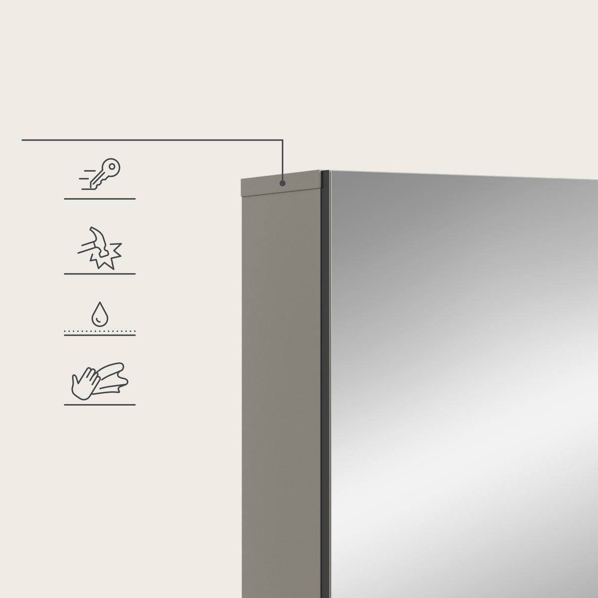 SPIEGELSCHRANK Mone Kaschmir B: 60cm - Kaschmir, Trend, Glas/Holzwerkstoff (60/55/17cm) - MID.YOU
