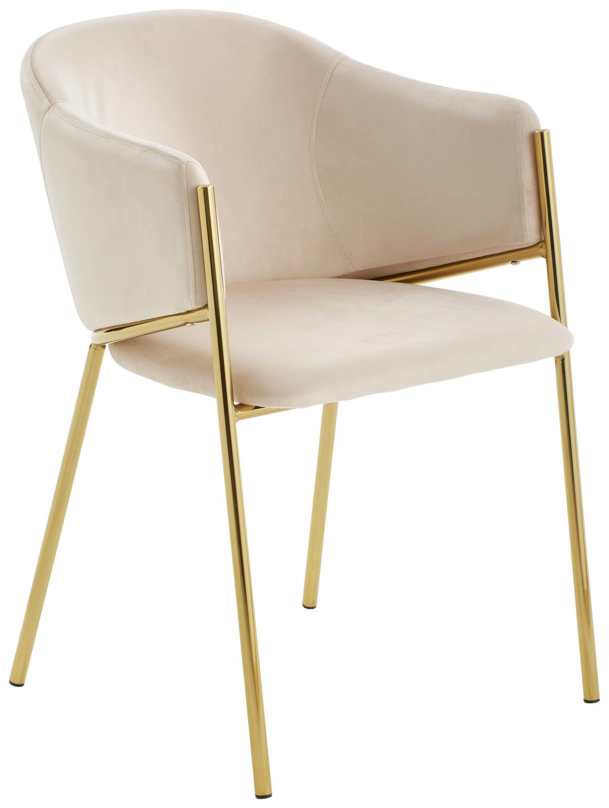 Armlehnstuhl Kronos -Trend Taupefarben/gold - Taupe/Goldfarben, Trend, Holz/Textil (53/77/60cm) - Livetastic