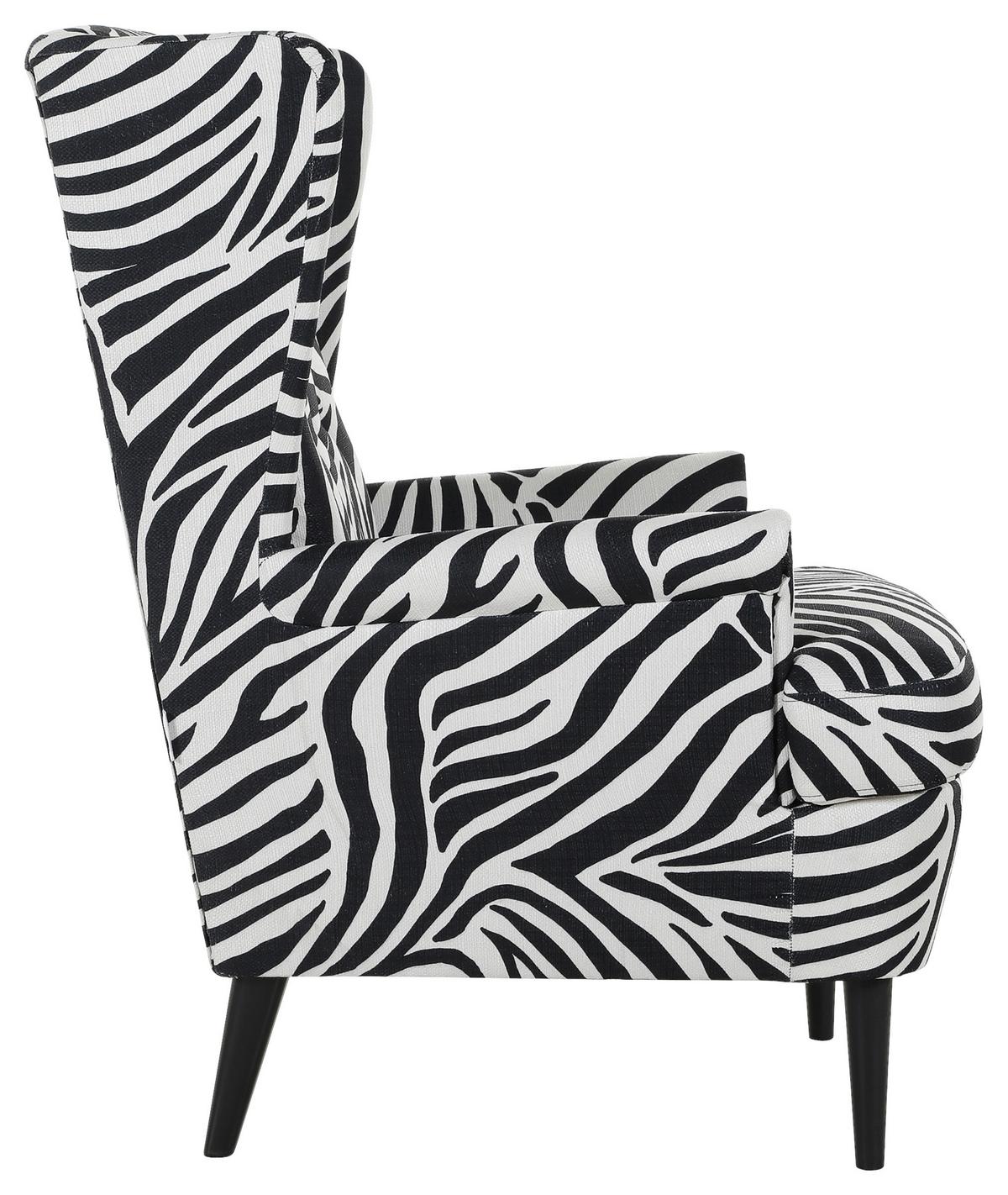 Ohrensessel Versailles Schwarz/Weiß B: 72 cm - Dunkelbraun/Schwarz, Design, Textil (72/104/85cm) - MID.YOU