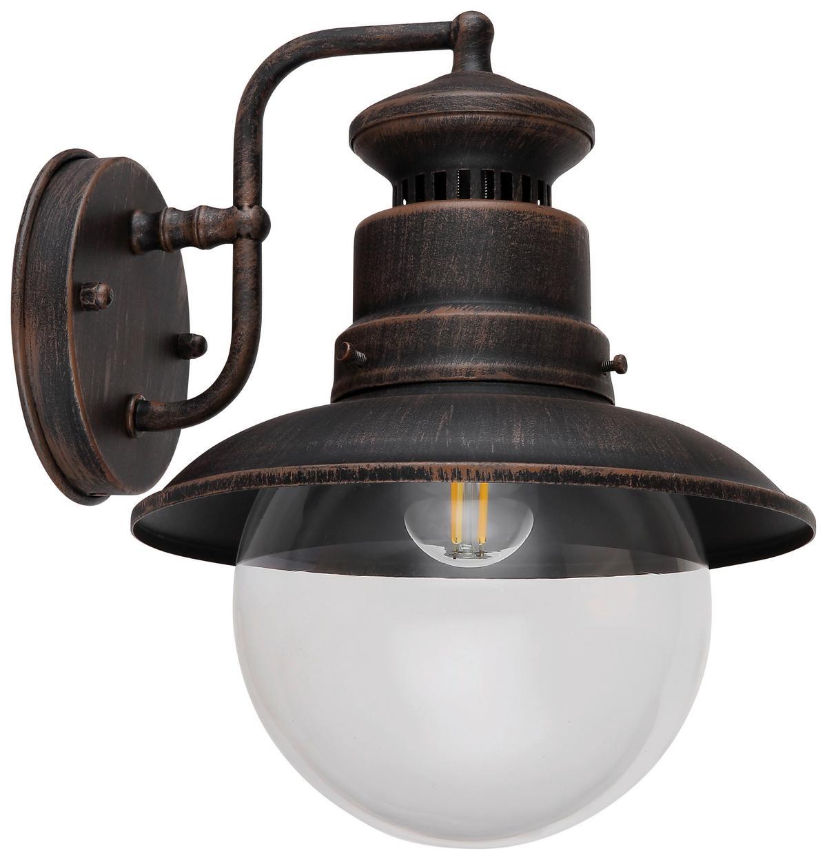 Außenleuchte 3272r 60 Watt Stahl/Glas, Wandmontage - Klar/Rostfarben, MODERN, Glas/Metall (21,5/24,7/27cm)