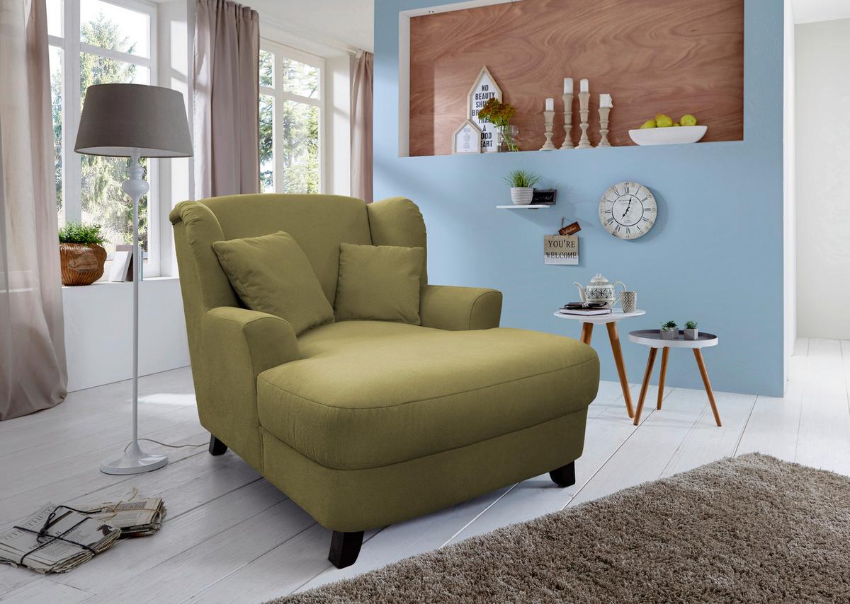 XXXL-Sessel Asado dunkelgrün teilmassiv, B: 109 cm - Dunkelgrün/Dunkelbraun, MODERN, Holzwerkstoff/Textil (109/104/145cm) - Sit & More